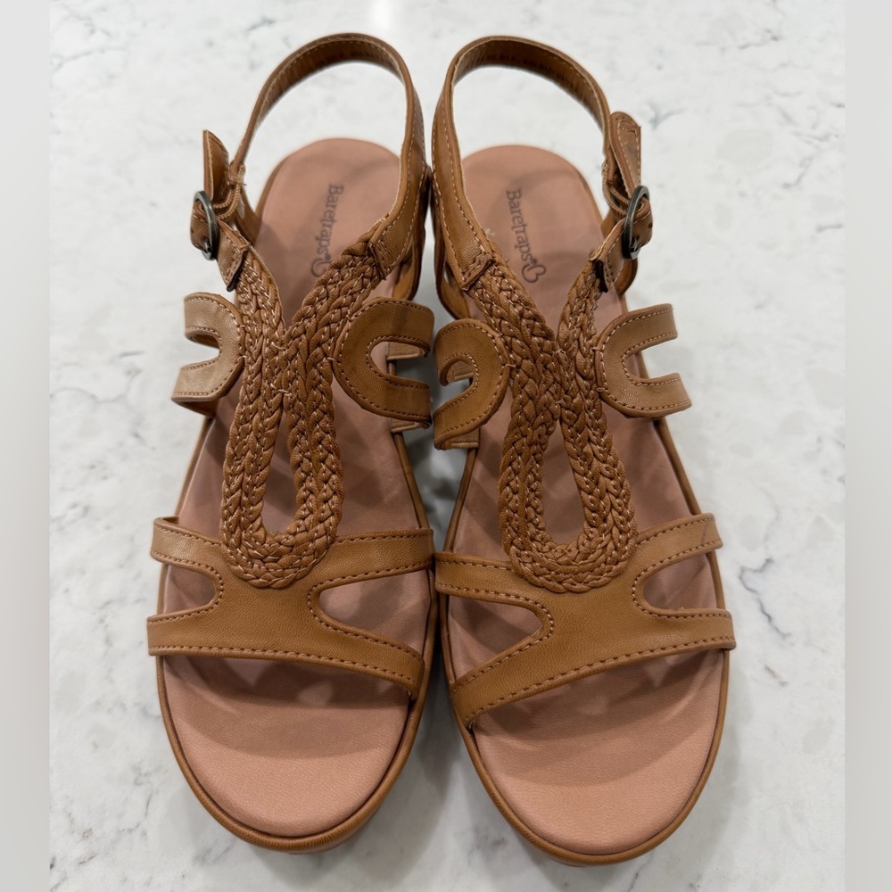 Baretraps Wilma Brown Braided Leather Sandals 7.5